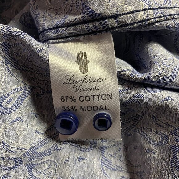 Gene Hiller Shirt Musical Eclectic Printed Jazz Musician Blue Colorful Sz Large - Picture 9 of 13